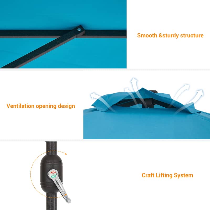 BONOSUKI Patio Rectangular Market Umbrella with Tilt and Crank