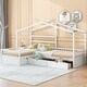preview thumbnail 10 of 16, Twin Size Wood House Platform Bed with 3 Storage Drawers White - Twin