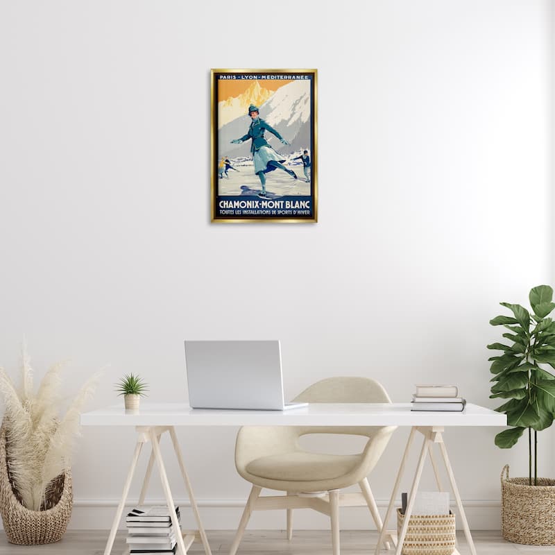 Stupell Vintage Ice Skating Advertisement Framed Floater Canvas Wall Art Design By Marcus Jules