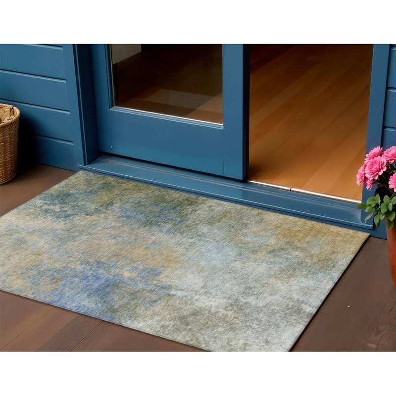 HomeRoots Abstract Transitional Rectangle Outdoor Rug - 3' x 5'