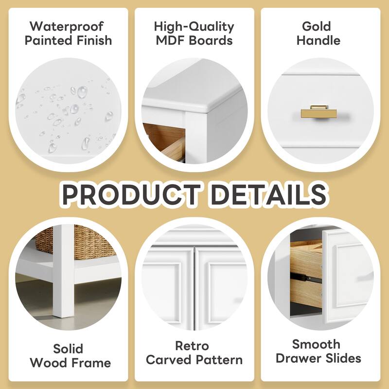 60'' Freestanding Bathroom Vanity Set with White Integrated Ceramic Sink - 60'' x 18'' x 34''