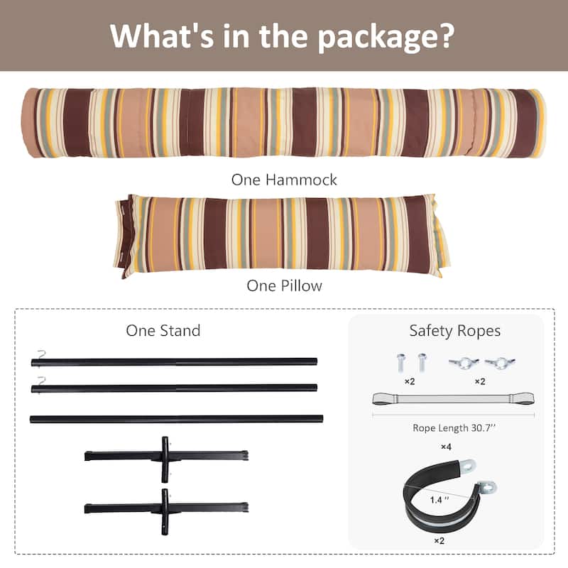 Outdoor Portable Double Hammock with Stand&Pillow Max 475 lbs Capacity