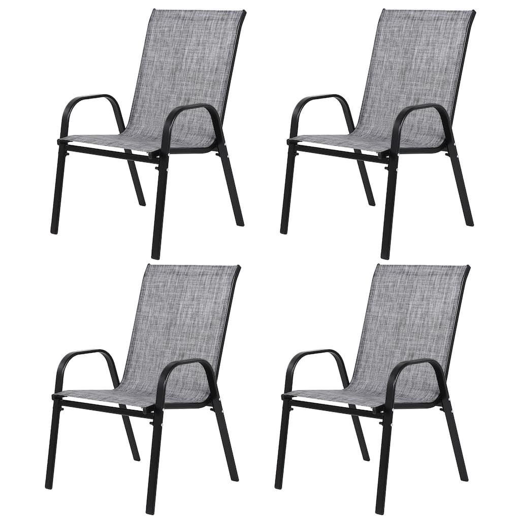 Outdoor Camping Chairs Set of 4, Garden Chairs with Armrest High Backrest for Garden, Patio, Pool, Beach, Yard