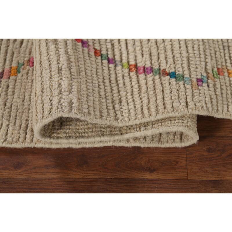 Geometric Striped Moroccan Area Rug Handmade Wool Carpet - 5'9"x 9'8"