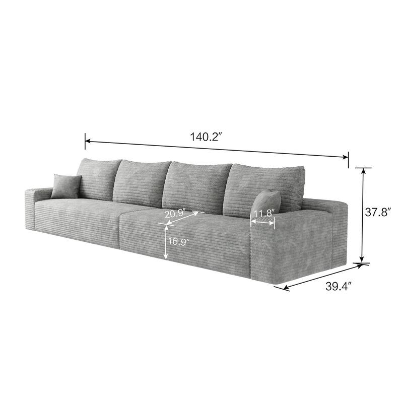 140-in Casual Gray 4 -seater Reclining Sectional - 8' x 10'
