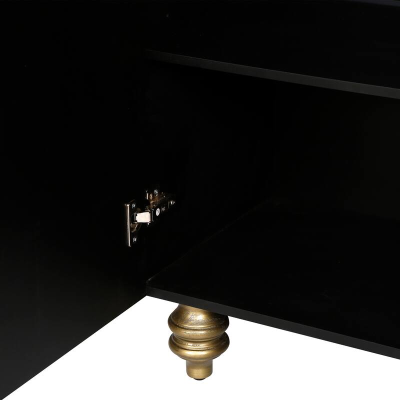 Modern Buffet Server Cabinet Console Cabinet with Adjustable Shelves, Black Storage Cabinet Sideboard Cupboard