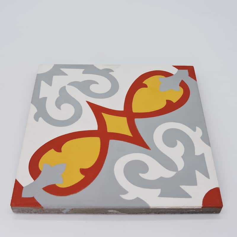 Handmade Agadir in Red, Grey, Gold Tile, Pack of 12 (Morocco)