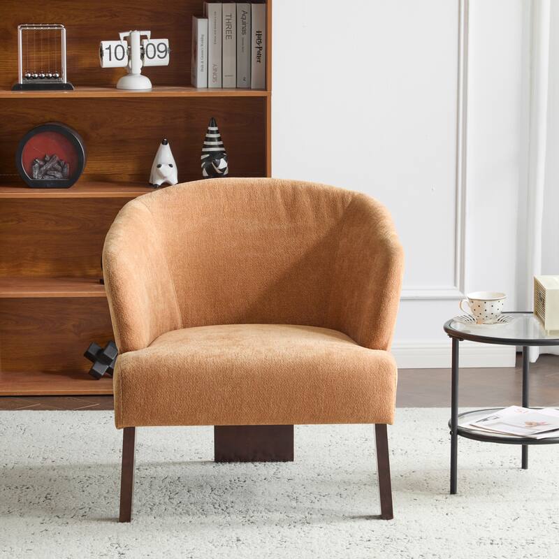 Simple Side Chair Pumpkin Orange Office Chair Accent Chair Club Chair Dressing Chair Leisure Chair with Wood Legs - Pumpkin Orange