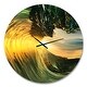 preview thumbnail 2 of 8, Designart 'Colored Ocean Waves Falling Down VII' Modern Seashore Wall CLock
