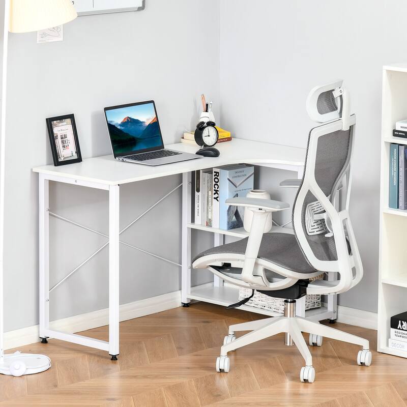 L-Shape Desk Computer Desk with 2 Side Shelves,Wide Workstation for Study