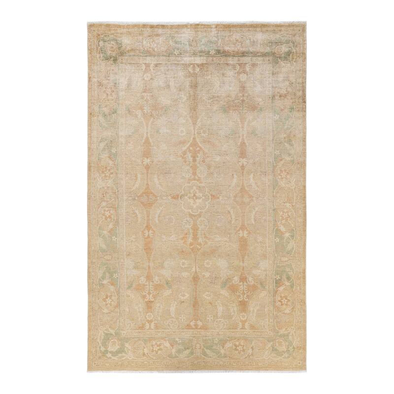 Overton Hand Knotted Wool Vintage Inspired Modern Contemporary Eclectic Ivory Area Rug - 6 x 9