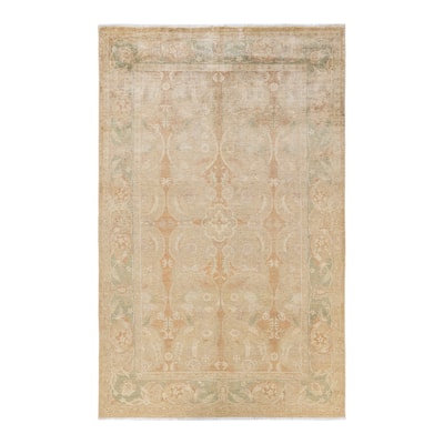 Overton Hand Knotted Wool Vintage Inspired Modern Contemporary Eclectic Ivory Area Rug - 6 x 9