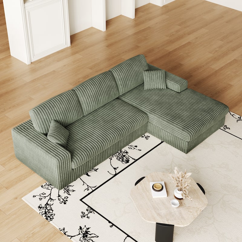 Corduroy Modular Foam Sofa, Recliner Seat Reversible Sofa, 2-In-1 Sofa With Recliner And L-Shaped Sofa Combination
