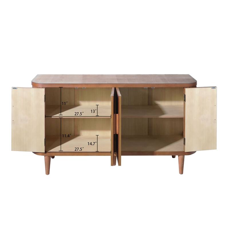 Brown 4-Door Buffet Cabinet Accent Cabinet Console Cabinet Sideboard