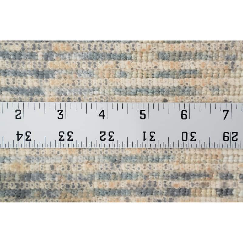 Hand Knotted Oriental Viscose Silk Carpet Modern All-Over Navy Blue & Blues Abstract Area Rug - 4' 0'' X 2' 0''