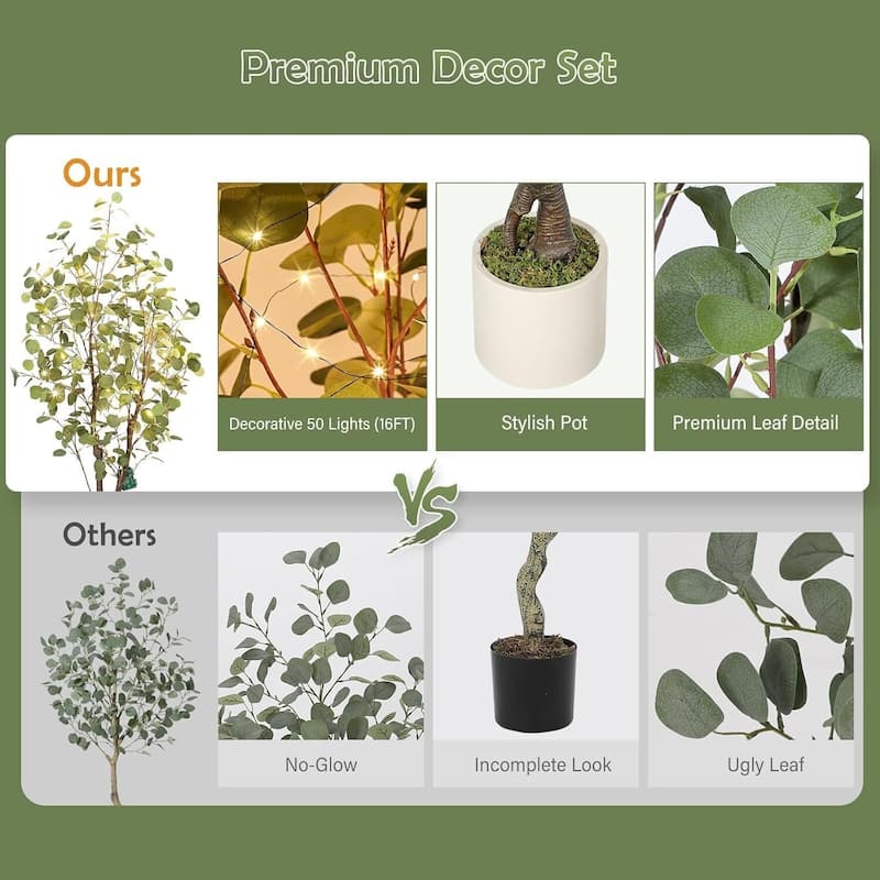 Artificial Eucalyptus Tree, Fake Potted Plant for Home Decor