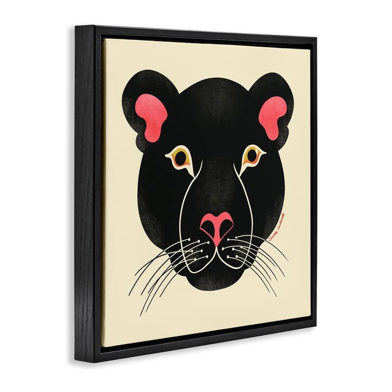 Stupell Minimal Wild Panther Face Framed Floater Canvas Wall Art Design By Carrie Cantwell