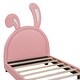 preview thumbnail 26 of 25, Twin Size Rabbit Ornament Upholstered Platform Bed with PU Leather