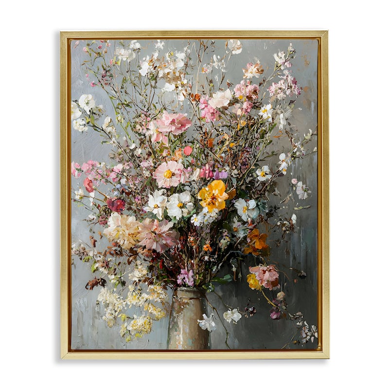 Stupell Overflowing Spring Flowers Framed Floater Canvas Wall Art Design By Franklyn Gregory - 17 x 21 - Gold