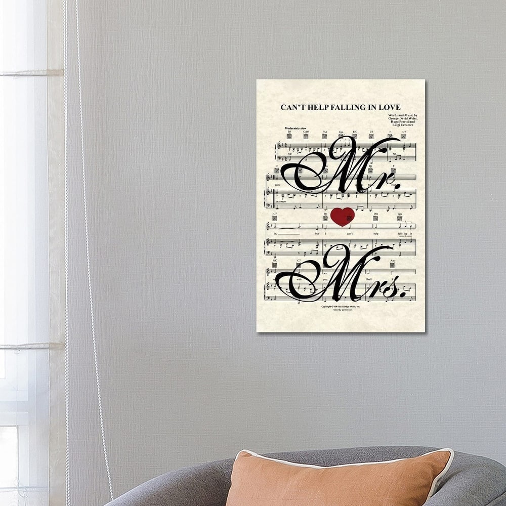 iCanvas "Can't Help Falling In Love - Mr And Mrs" by WordsAndMusicArt Canvas Print