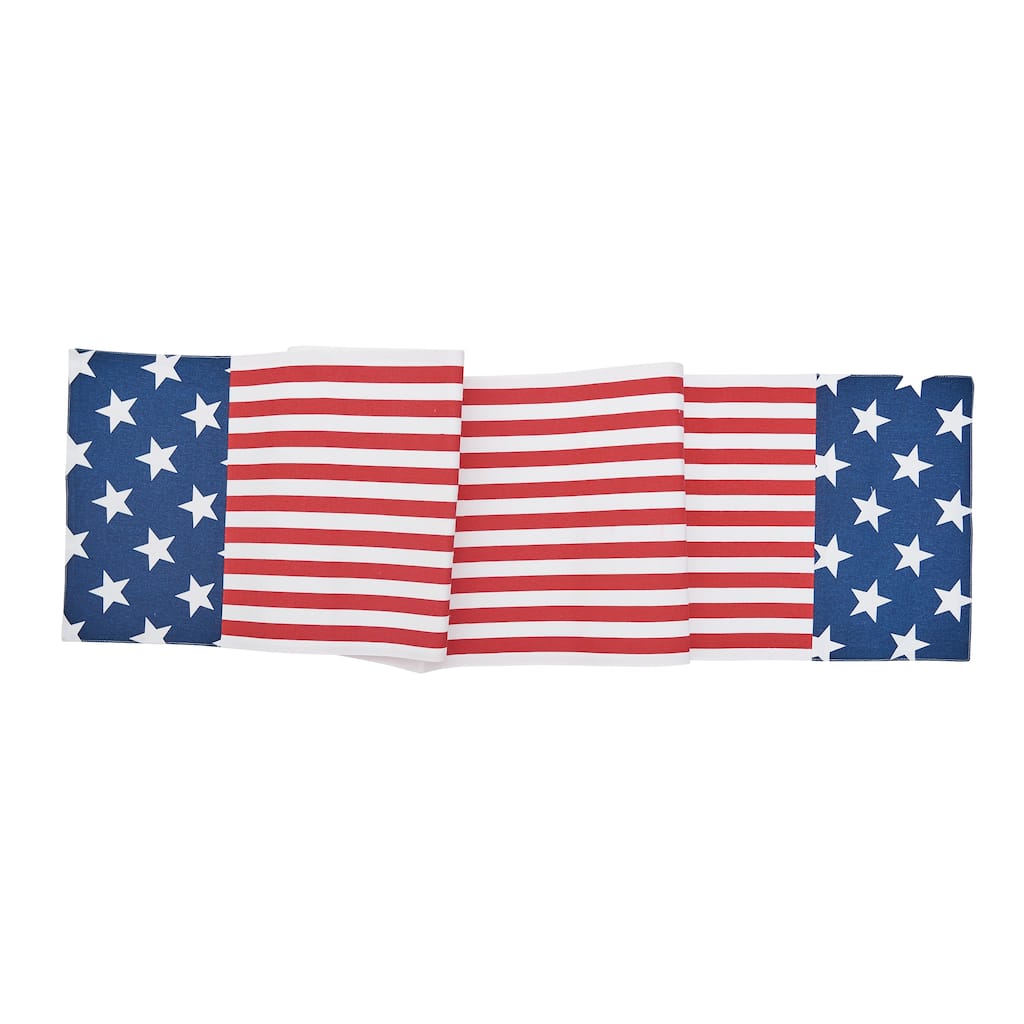 13" x 72" Stars and Stripes July Fourth Table Runner
