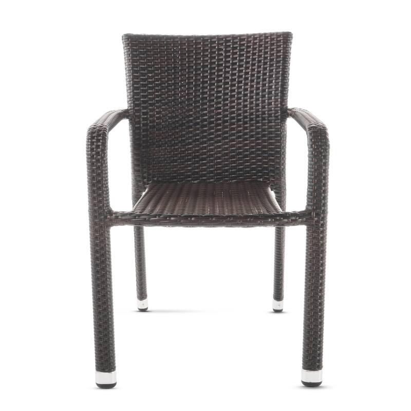 Dover Outdoor Wicker Armed Lightweight Stacking Chairs (Set of 4)