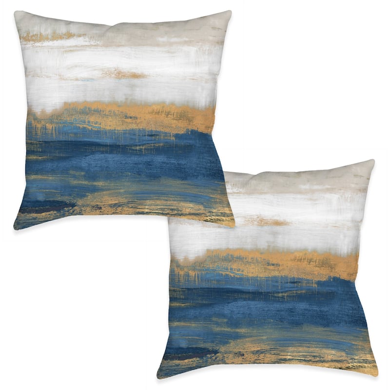 Laural Home Deep Shades Of Blue Abstract Outdoor Decorative Pillow