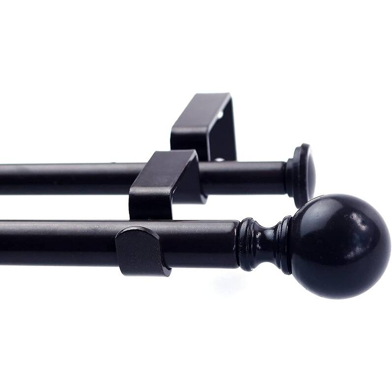 Round Ball Designer Double Drapery Adjustable Curtain Rod & Hardware - 84"-120" - Oil Rubbed Bronze