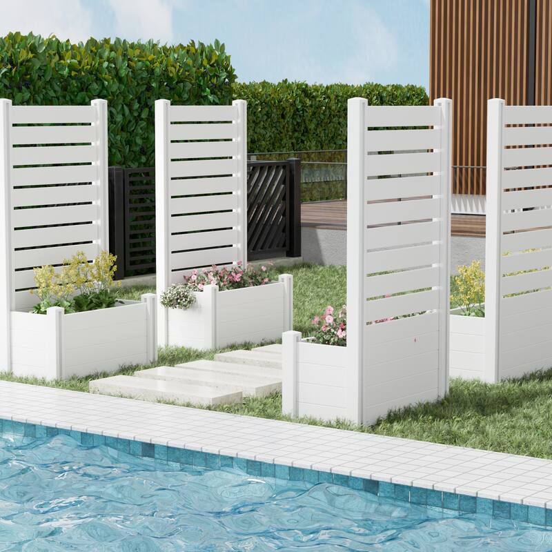 Outdoor PVC Privacy Raised Garden Bed Panels Planter Box With Ground Stakes