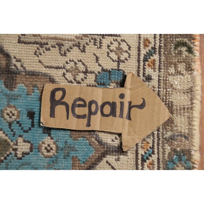 Distressed Tabriz Persian Rug Handmade Floral Wool Carpet - 9'5" x 12'4"