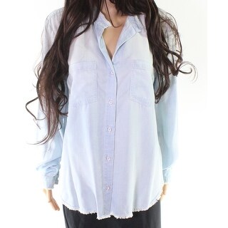 Shop Cloth Stone Womens Medium Raw Hem Button Down Shirt
