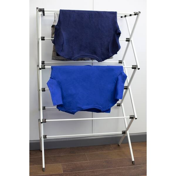 Shop Home Basics Collapsible Metal Clothes Drying Rack Silver 27x14x43 Inches Free Shipping On Orders Over 45 Overstock 30528964