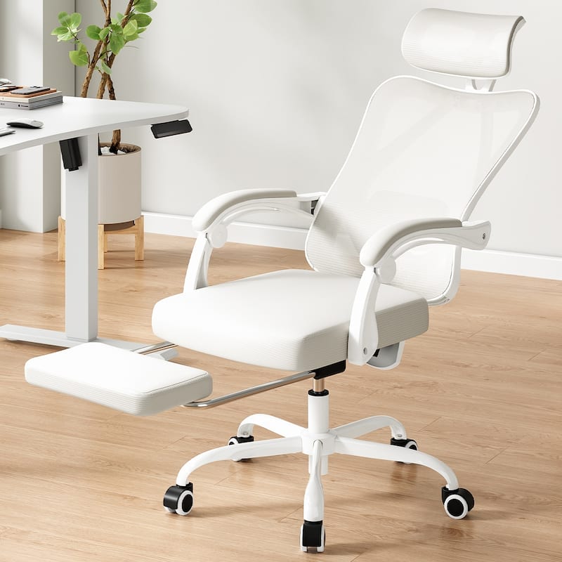 Ergonomic Office Chair with Footrest, Office Desk Chair with Headrest, High Back Computer Chair with Adjustable Lumbar Support