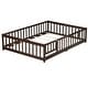 preview thumbnail 16 of 43, White Full Size Wooden Floor Bed with Fence & Door, Rubber, Safety Guardrails