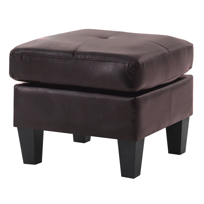 Faux Leather Upholstered Tufted Ottoman - 23" - Dark Brown