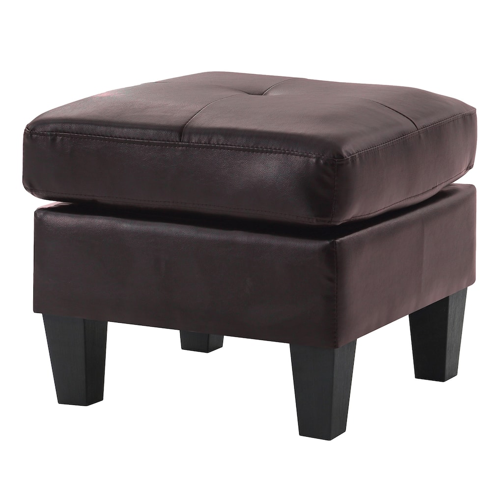 Faux Leather Upholstered Tufted Ottoman - 23" - Dark Brown