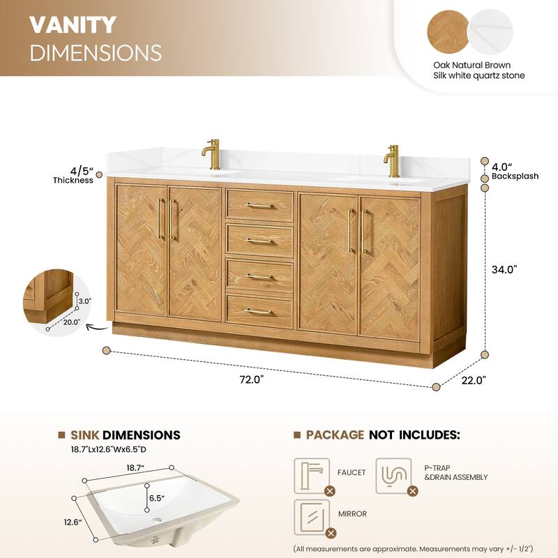 Jakarta Bath Vanity with Quartz Stone Top without Mirror