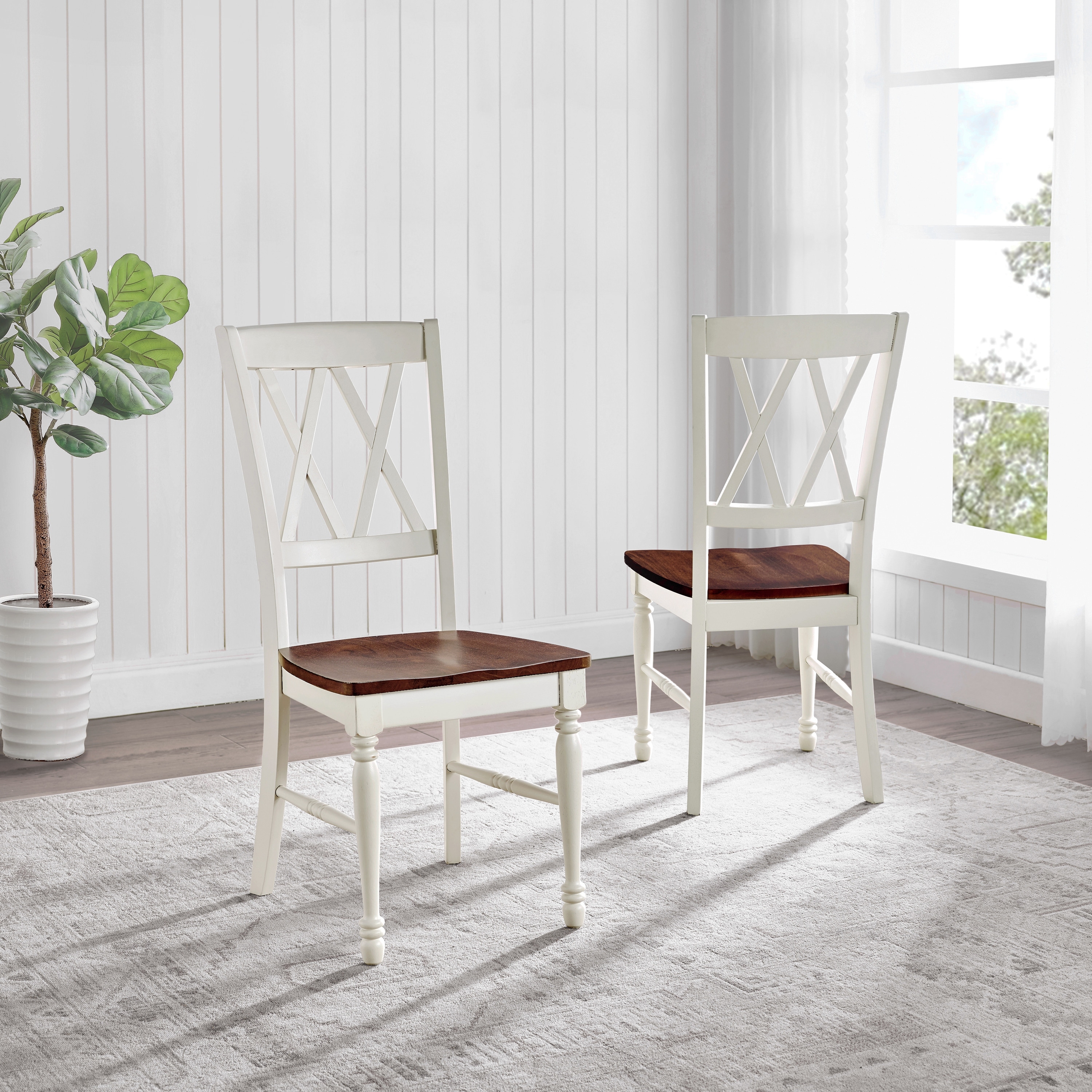 Crosley Shelby Cherry/Antique White Wood Dining Chair (Set of 2