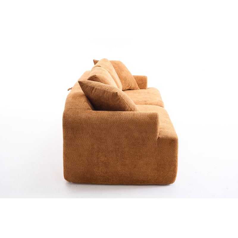4-Seater Combined Sofa, Crochet Yarn Fabric, Full Sponge Compression Sofa,Combined Sofa With 4 Pillows