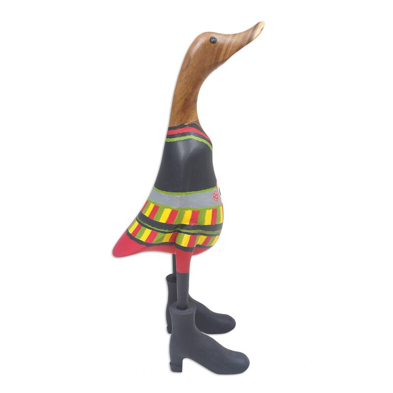 Novica Handmade Duck Catrina Wood Statuette