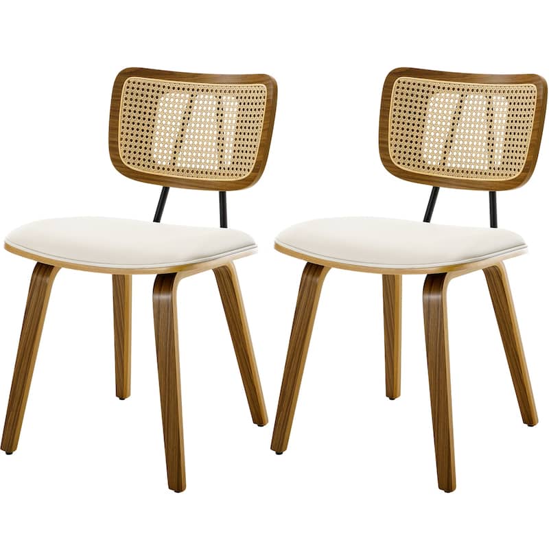 Faux Leather Upholstered Dining Chairs Set of 2/4 with Wood Legs - 32.3"H x 18.5"W x 21.8"D