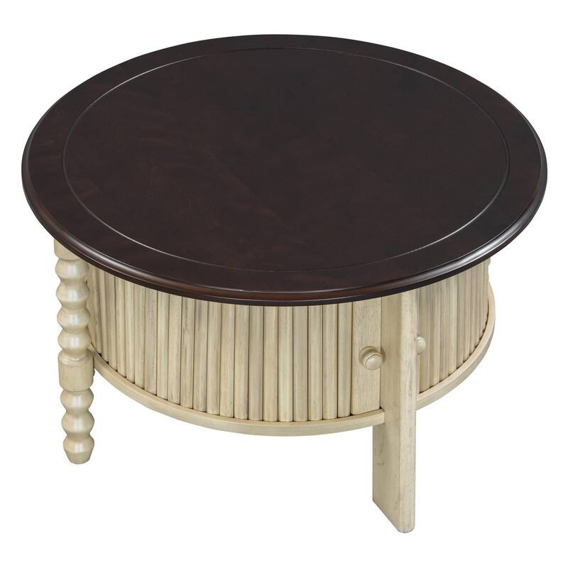 Vintage 30.3" Round Coffee Table with Hidden Storage, Mid Century Modern Style for Living Room Organization