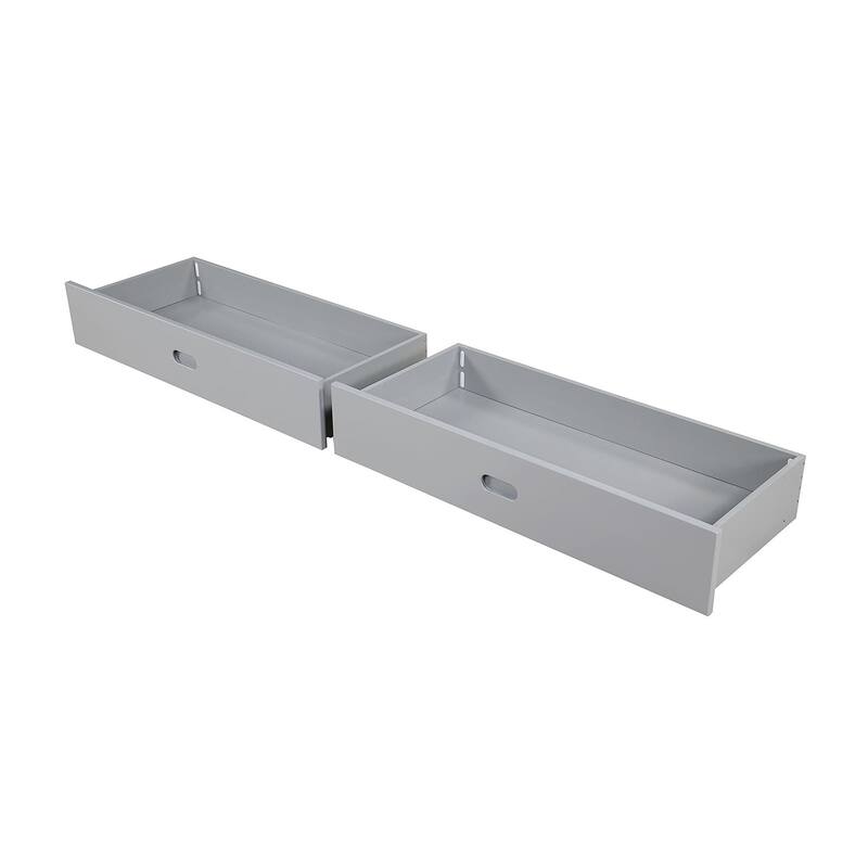 Modern Gray Solid Wood Twin Bunk Bed with Storage Drawers