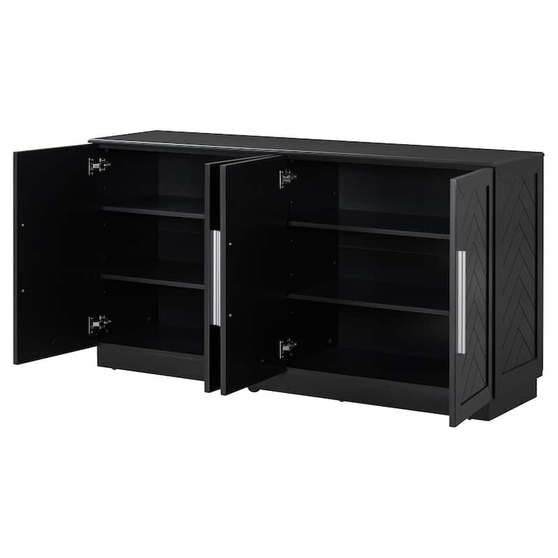 Sideboard Buffet Cabinet with Storage, Buffet Cabinet with Adjustable Shelves and Silver Handles Sideboard Cabinet