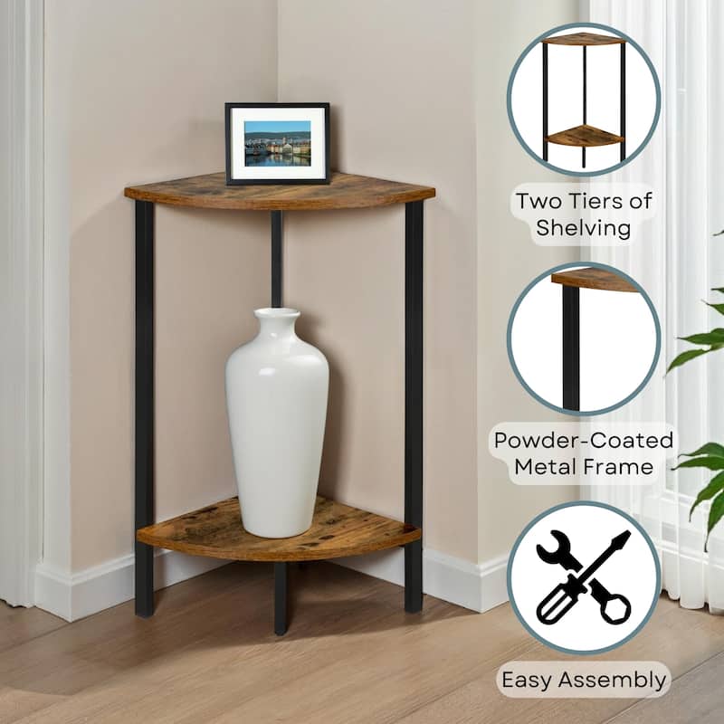 Convenience Concepts Graystone 31 inch 2 Tier Corner Plant Stand