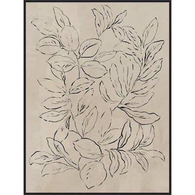 Outlined Leaves II by Asia Jensen Framed Canvas Wall Art Print - Sylvie Black