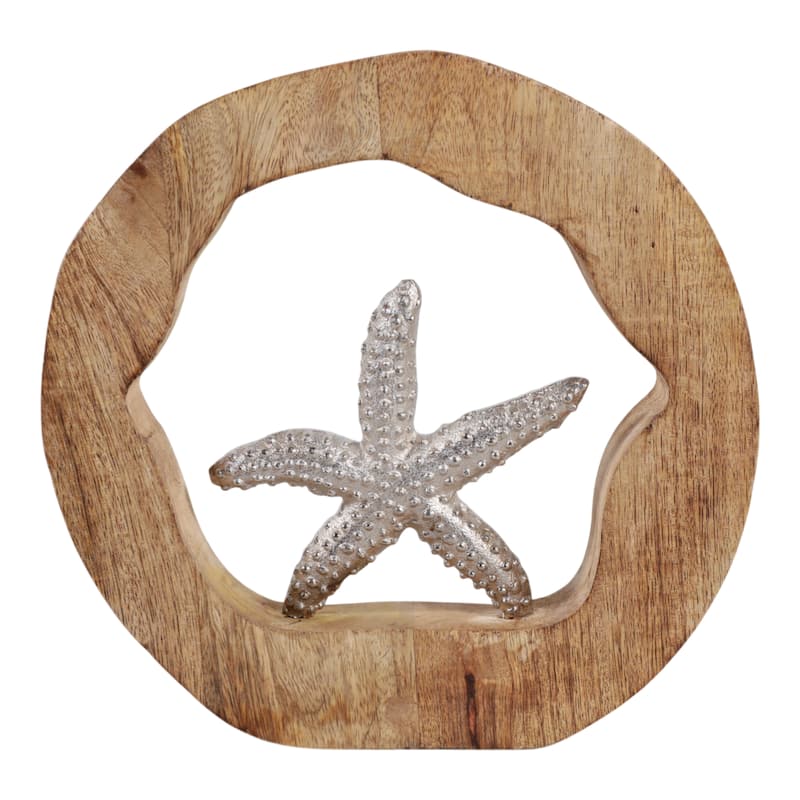 Decorative Figurine on Round Wooden Stand Sculpture