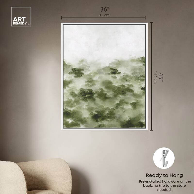 Art Remedy Foggy Rainforest Framed Watercolor Boho Abstracts