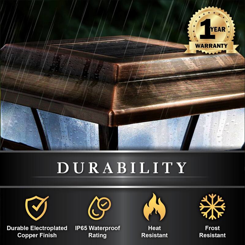 Classy Caps 4x4 Copper Plated Prestige Solar Post Cap (Set of 2)