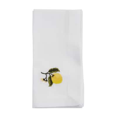 Embroidered Table Napkins With Lemon Design (Set of 4) - 20"x20"